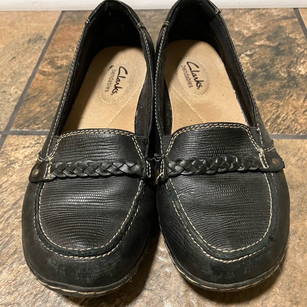 Clarks Women's Black Braided Loafers